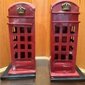 Red Telephone Booth Bookends - Set of 2